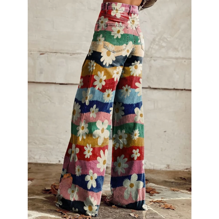 Julia | Pantalons retro amb flors i cama ampla