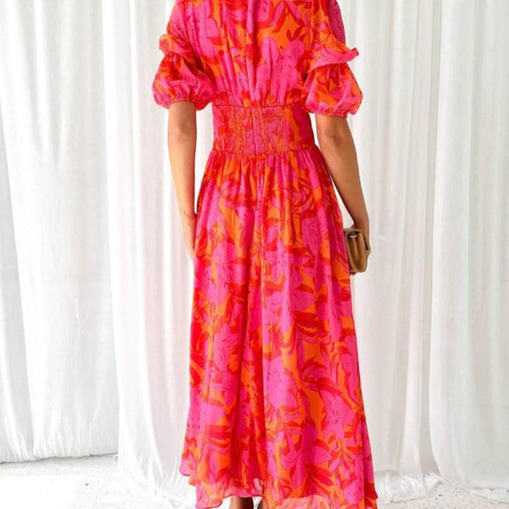 DARINA | Elegant vestit maxi fluid vermell i rosa