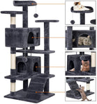 51 inches Multi-Level Cat Tree Cat Condo with Scratching Posts - happy pawpets