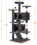 51 inches Multi-Level Cat Tree Cat Condo with Scratching Posts - happy pawpets