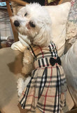 Classic Plaid Dog Dress for for Dogs Cats, Beige - happy pawpets