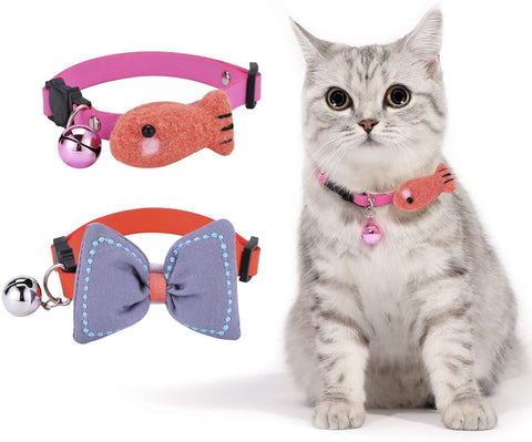 Cat Collar Breakaway with Bell,Handmade Safety Adjustable 7.1-12 Inch Small Dog and Cat Collar, Puppy Collar - happy pawpets