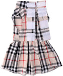 Classic Plaid Dog Dress for for Dogs Cats, Beige - happy pawpets