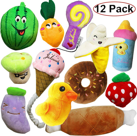 Jalousie 12 Pack Dog Squeaky Toys - happy pawpets