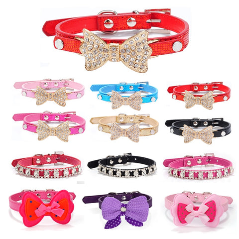 Rhinestone Dog Bow Collar - happy pawpets