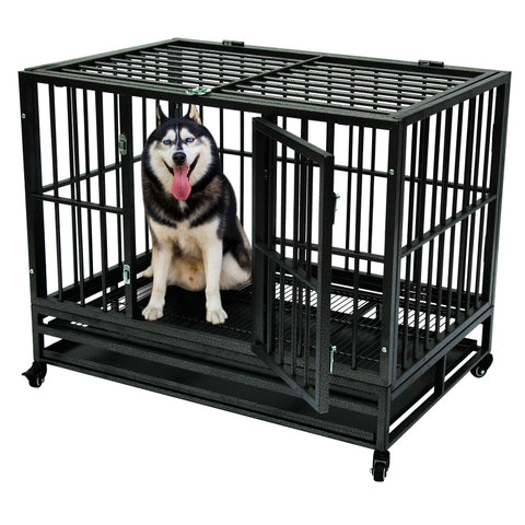 42" Heavy Duty Dogs Iron Cage - happy pawpets