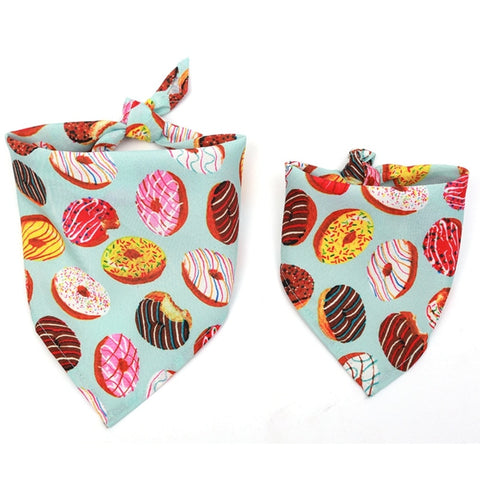 Cat Dog Bandana Bibs Colorful Doughnut Printed Scarf Collar Adjustable Pet Neckerchief Saliva Towel For Small Medium Large Dogs - happy pawpets