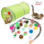 1/21/28pcs Cat Toys Set Foldable Cat Tunnel - happy pawpets