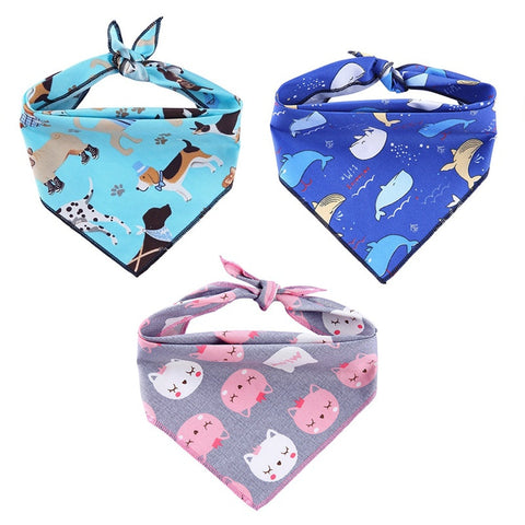 Cartoon Printed Dog Bandanas - happy pawpets