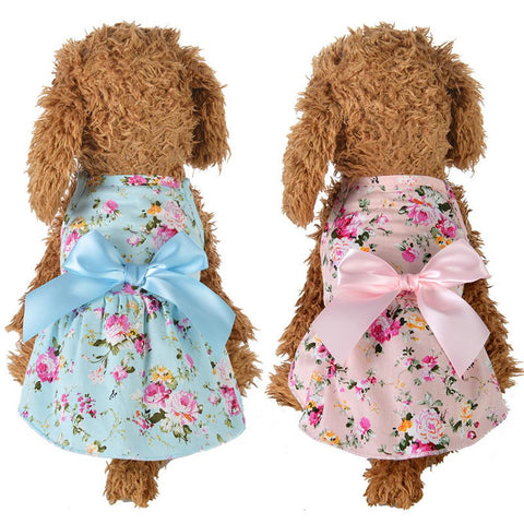 Dog Cute Floral Bow Dresses - happy pawpets