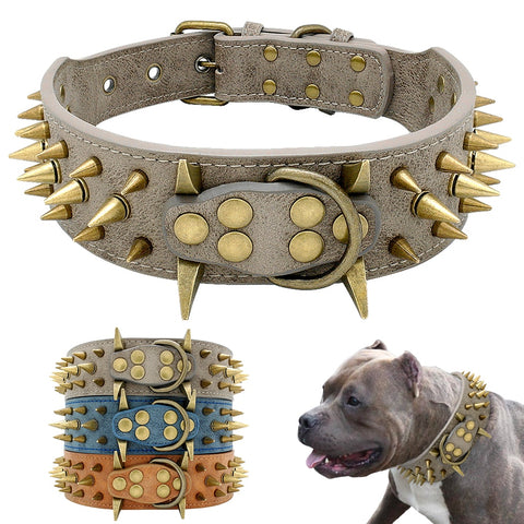 Large Dogs Spiked  Collar - happy pawpets